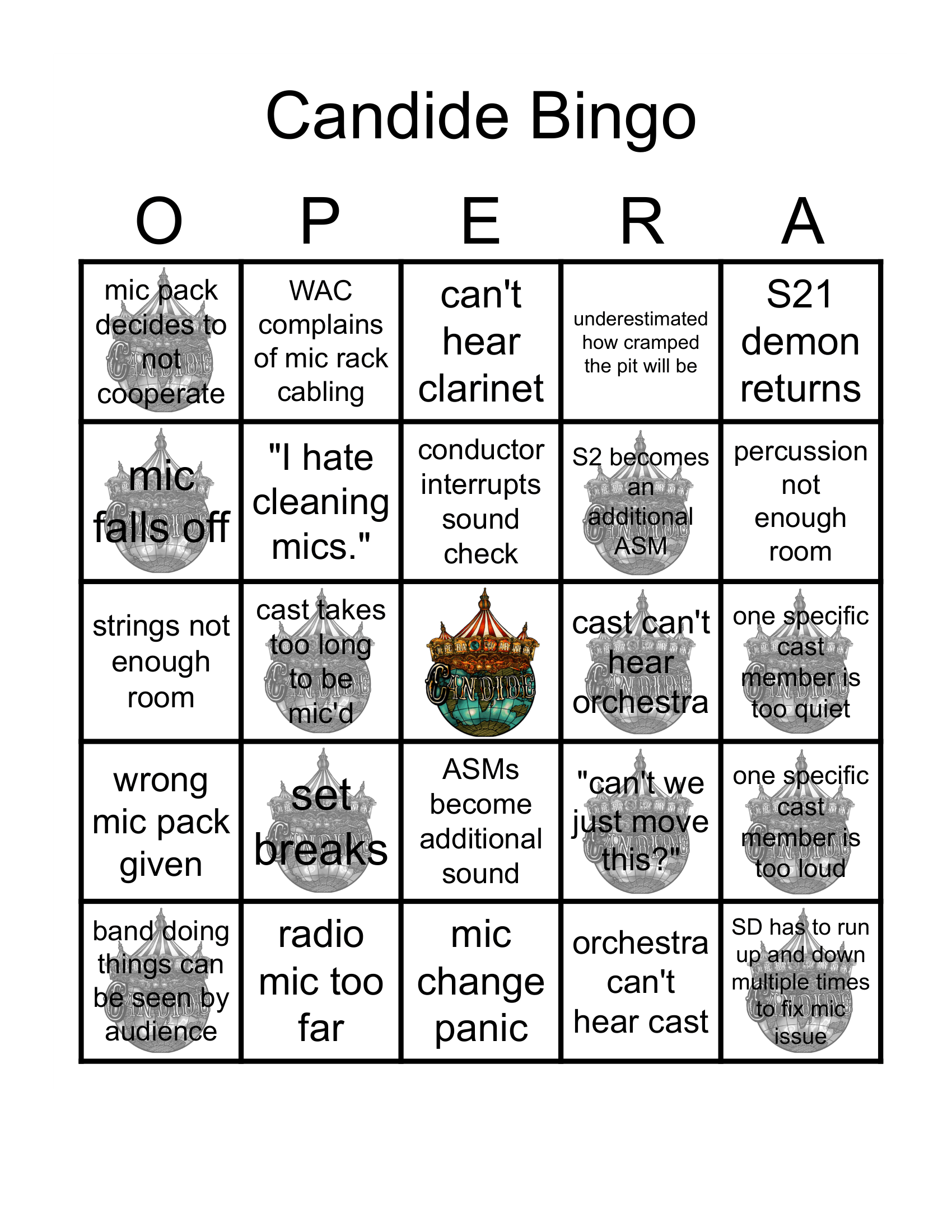 Candide 2026 Bingo