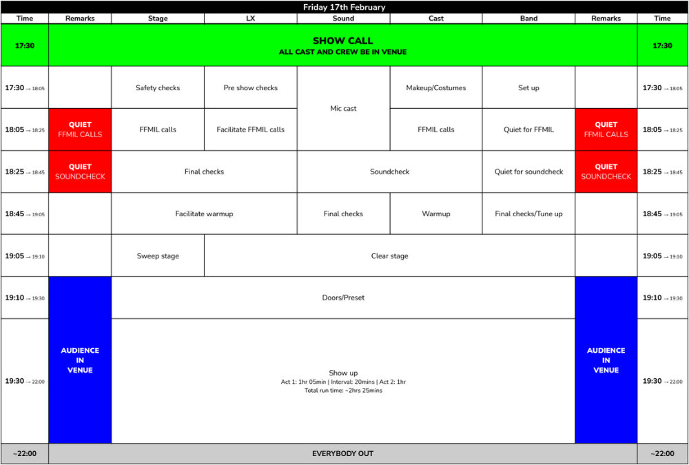 FAME Show Schedule