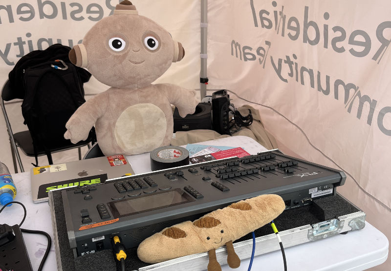 The FLX at Arrivals Stage 2024, being operated by Makka Pakka and Barry the Baguette